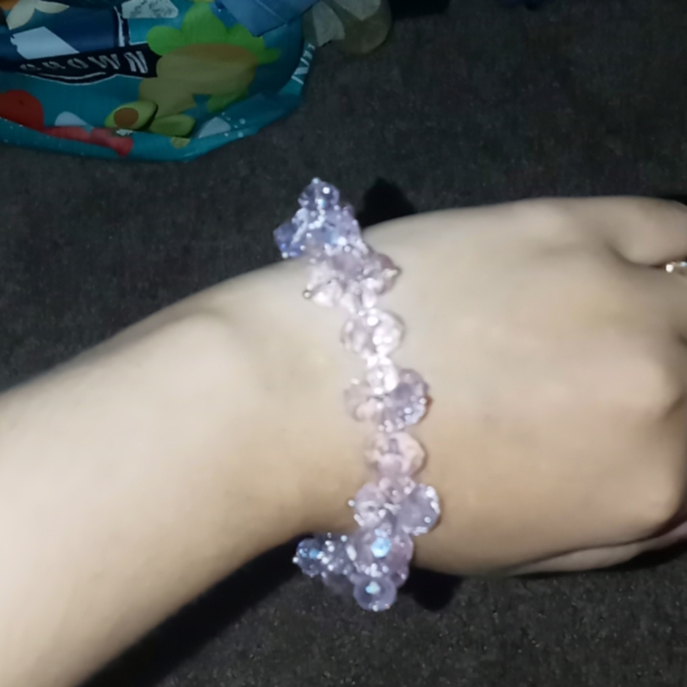 Vintage pink crystal beaded bracelet